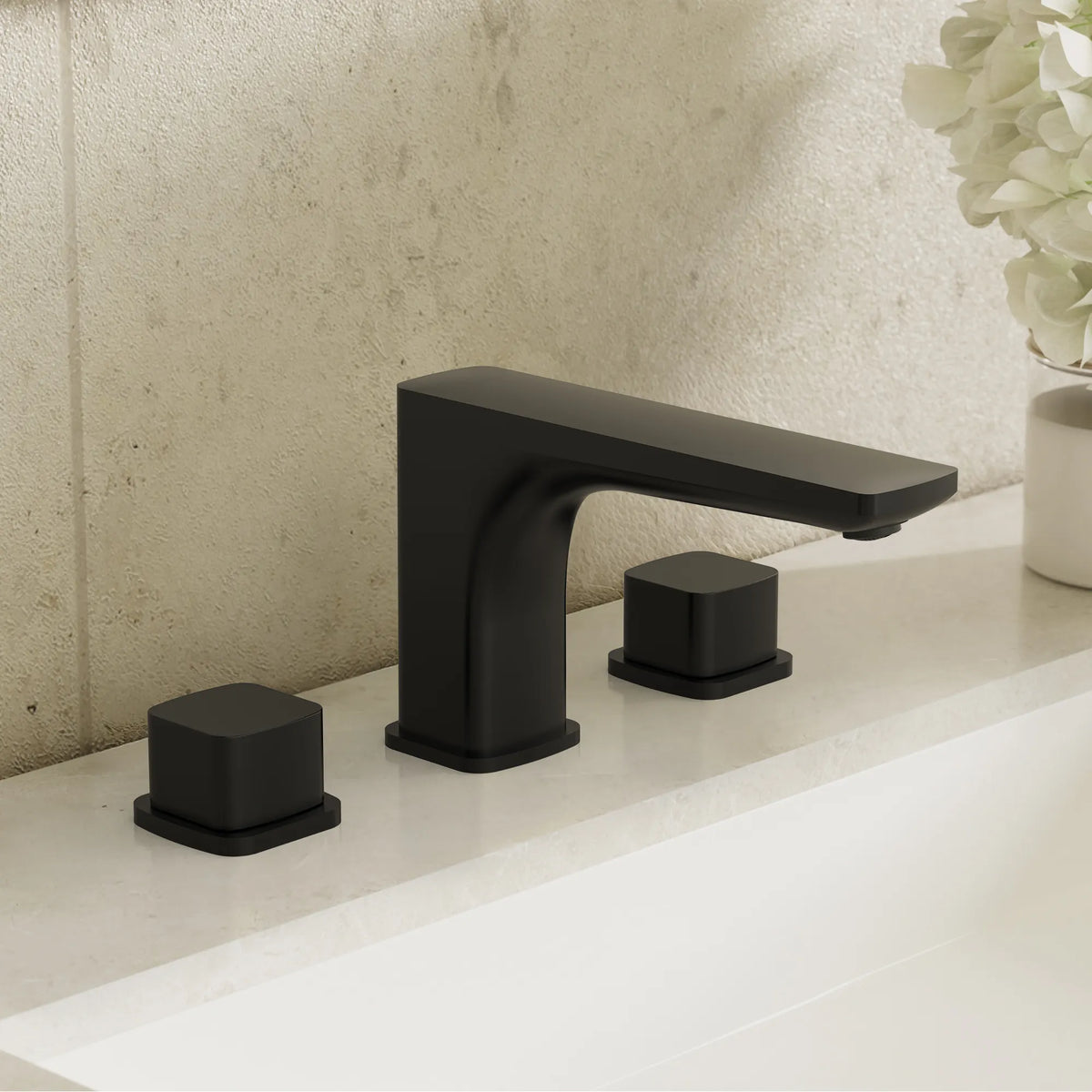 Two-Handle Low Arc Widespread Bathroom Sink Faucet With Pop-Up Drain