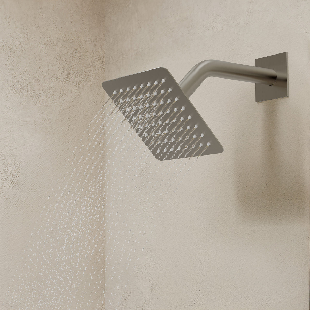 Square Wall-Mounted Shower System with Pressure-Balanced Tub Spout