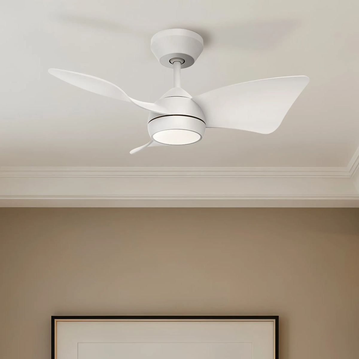 30-Inch Downrod Mount 3-Blade Ceiling Fan with Light and Remote Control