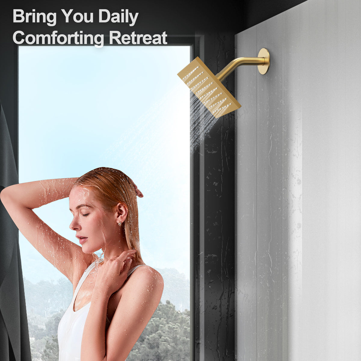 Square Ceiling-Mounted Dual Shower System with Handheld Spray