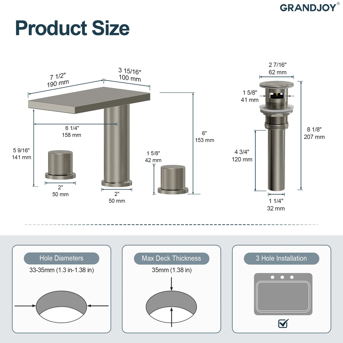 Two-Handle Mid Arc Widespread Bathroom Sink Faucet With Pop-Up Drain
