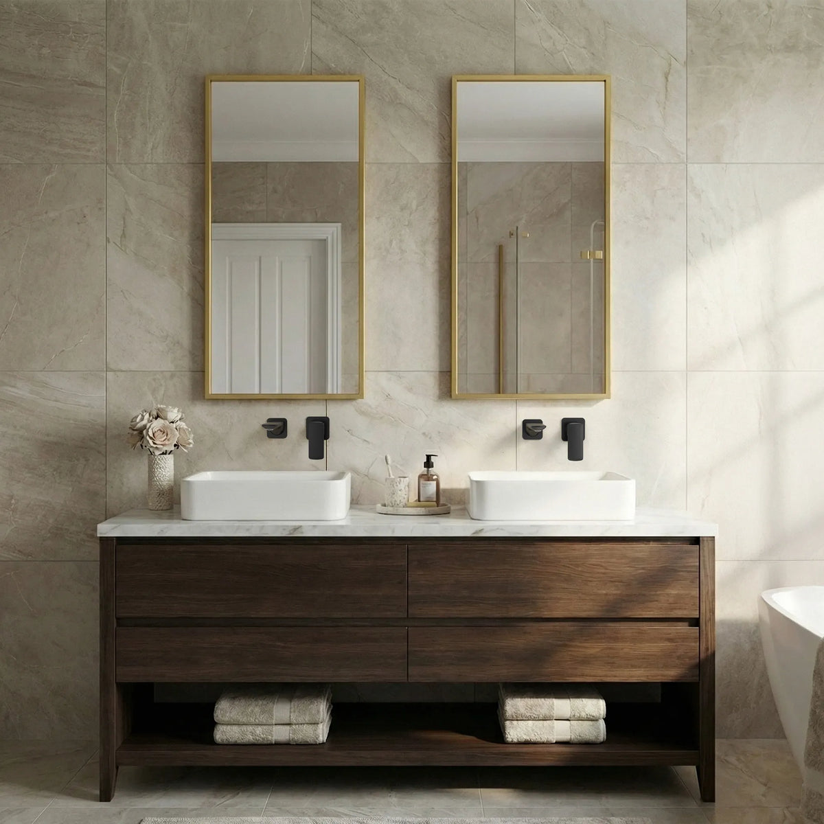 Single-Handle Wall-Mount Bathroom Sink Faucet With Pop-Up Drain