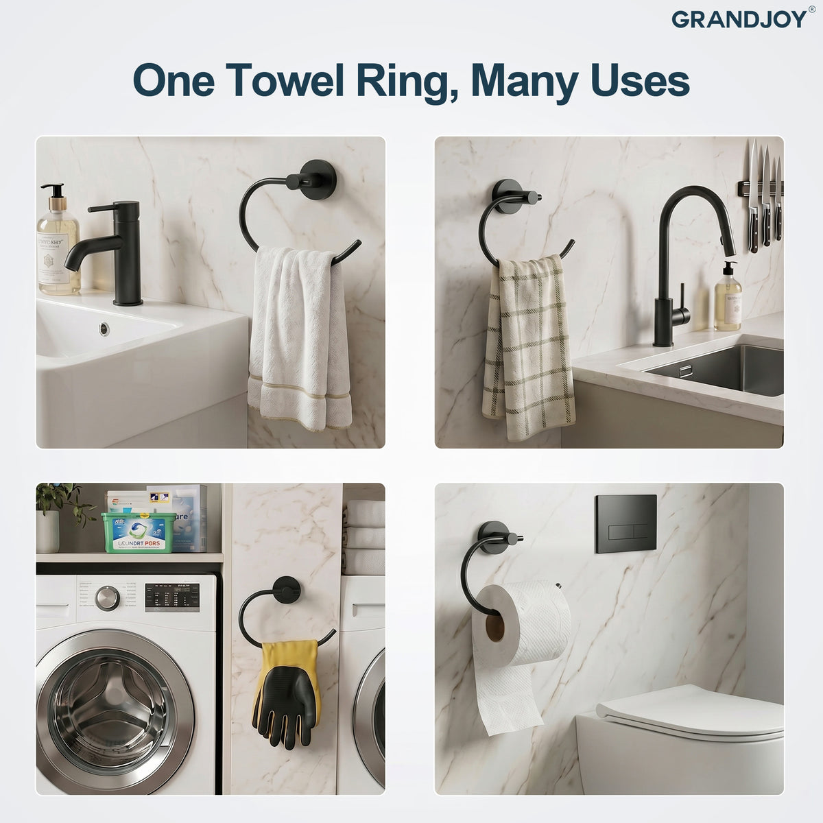 Circular Wall-Mounted Swing-Arm Towel Ring with 180-Degree Pivot