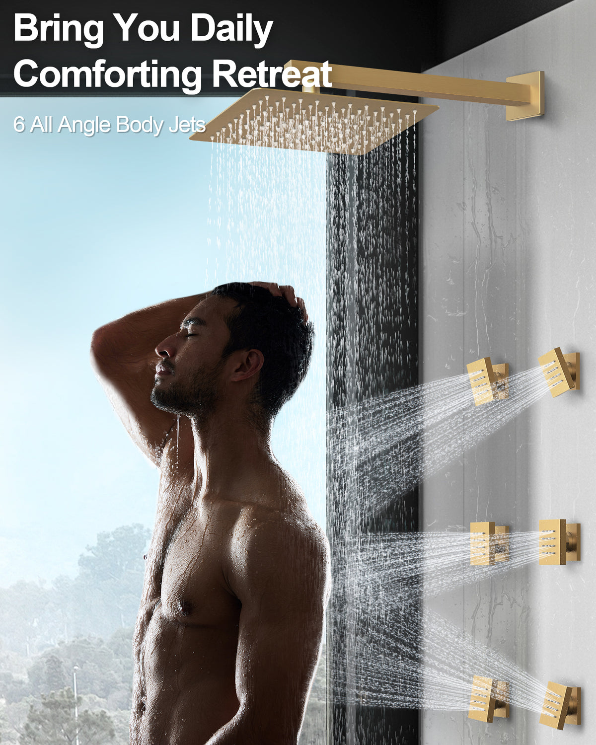12-Inch Wall-Mounted Three-Function Thermostatic Shower System
