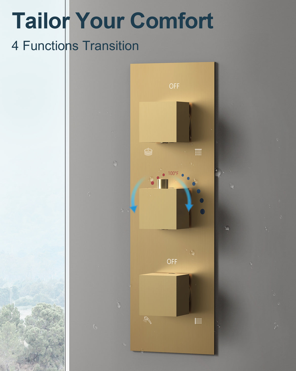 Ceiling-Mounted Multi-Spray Shower System with Adjustable Secondary Head