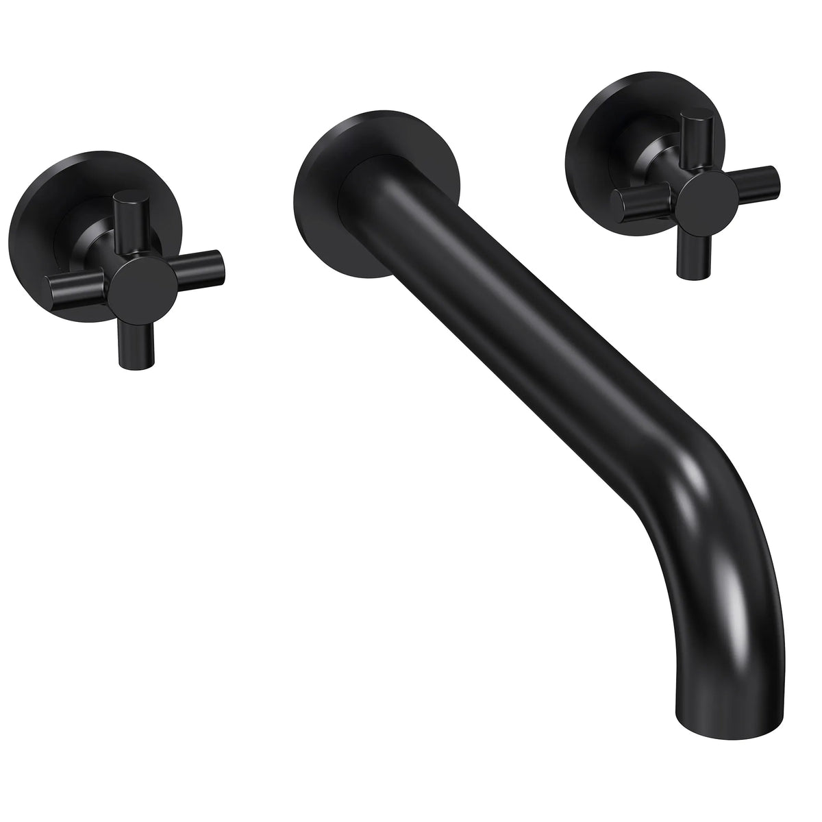 Wall-Mounted Long-Spout Roman Bathtub Faucet with Dual Handles