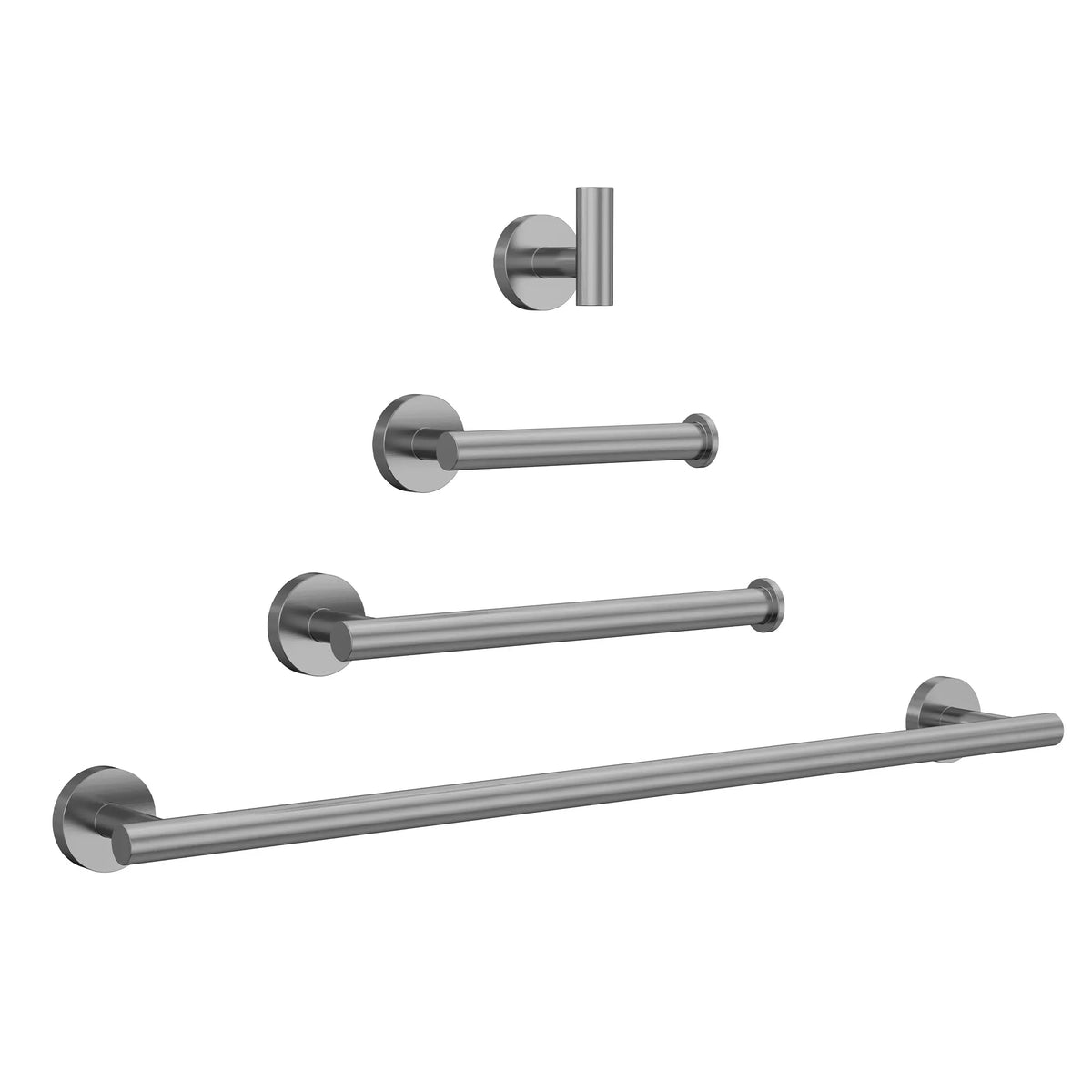 Four-Piece Wall-Mounted Stainless Steel Towel Bar Set for Bathrooms