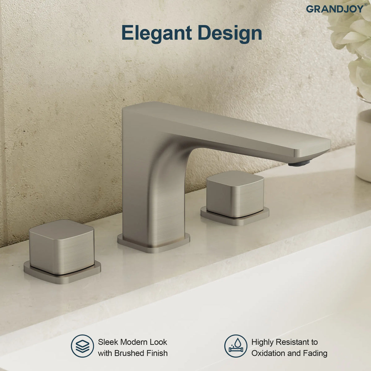 Two-Handle Low Arc Widespread Bathroom Sink Faucet With Pop-Up Drain