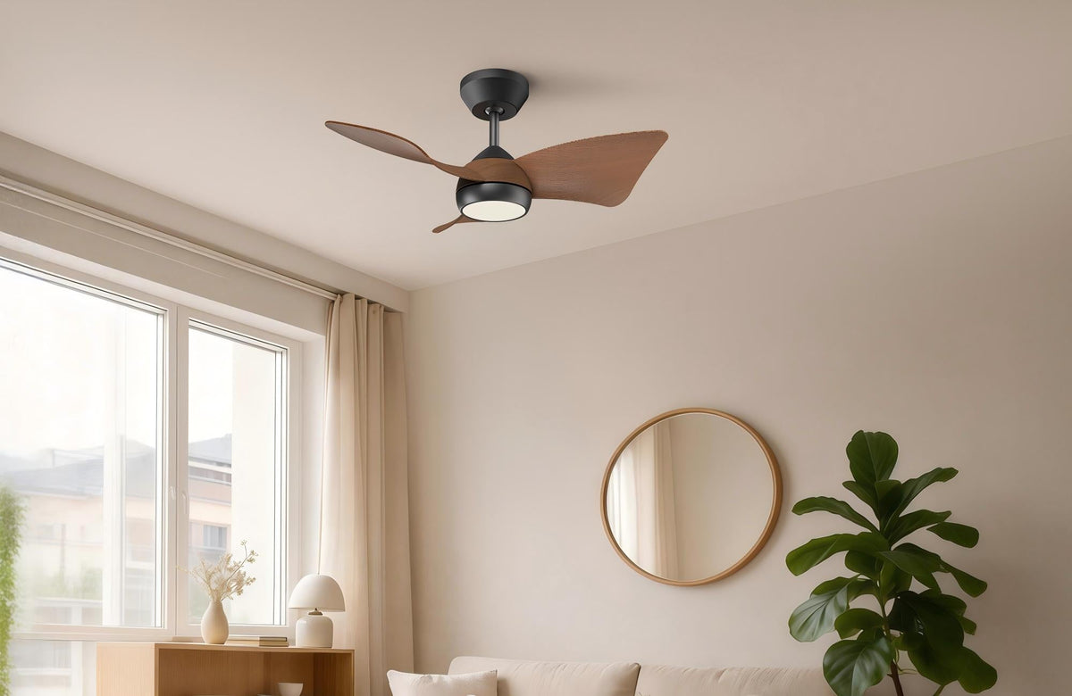 Compact ceiling fan for small apartments and US small spaces