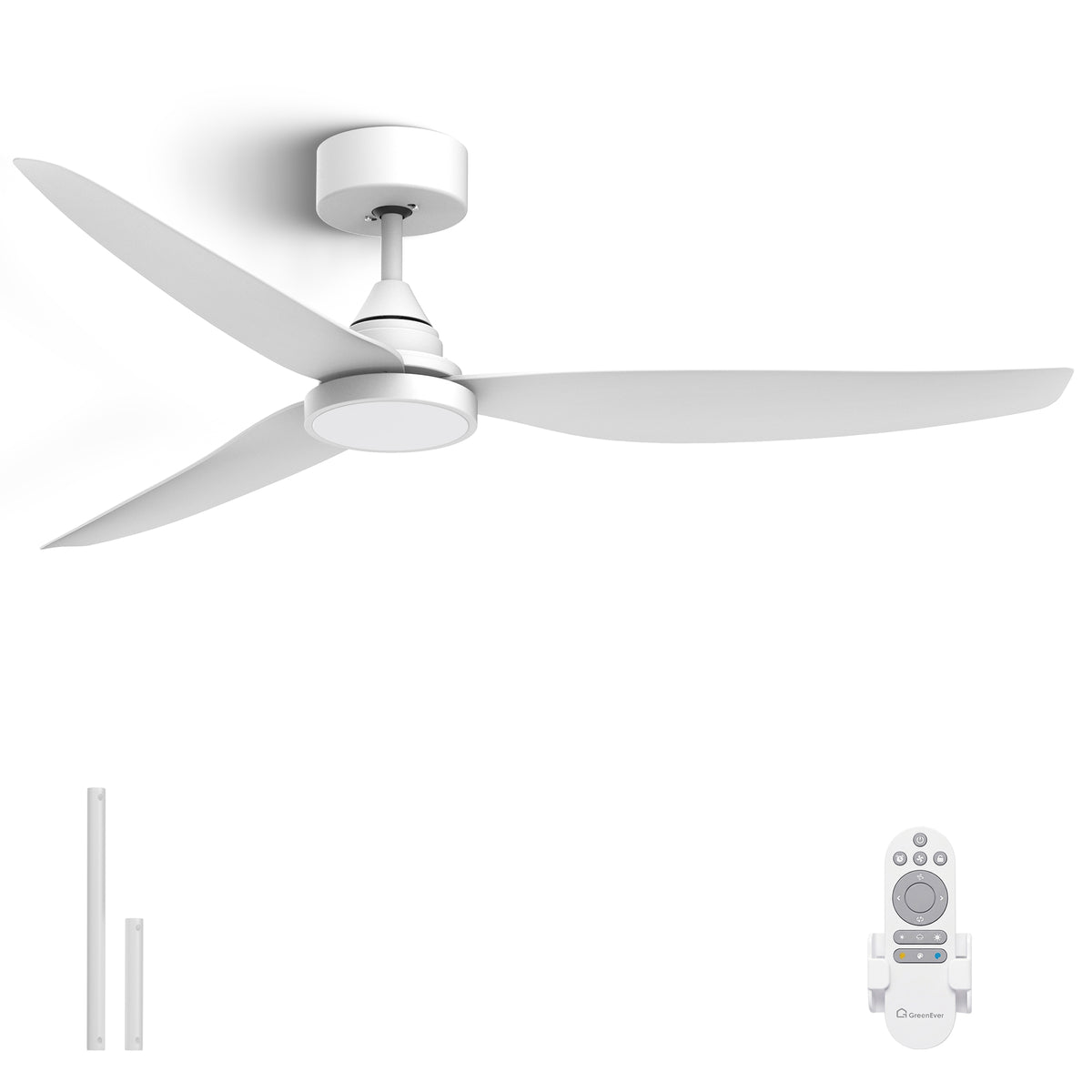 54-Inch Downrod Mount 3-Blade Ceiling Fan with Light and Remote Control