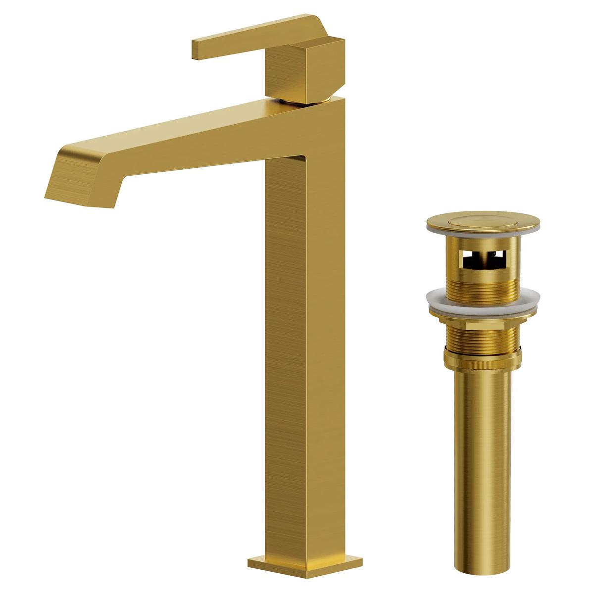 Single-Handle Vessel Bathroom Sink Faucet With Pop-Up Drain