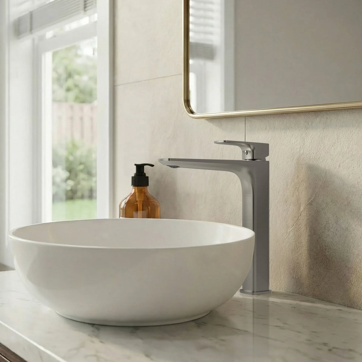 Single-Handle Vessel Bathroom Sink Faucet With Pop-Up Drain