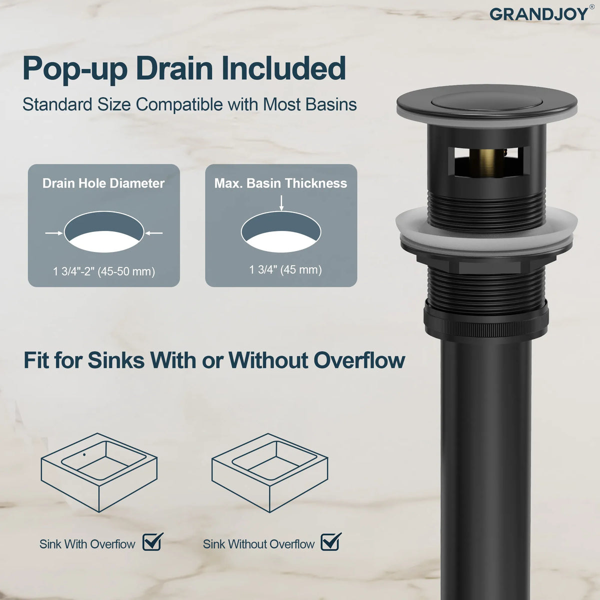 Single-Handle Wall-Mount Bathroom Sink Faucet With Waterfall Spout And Pop-Up Drain