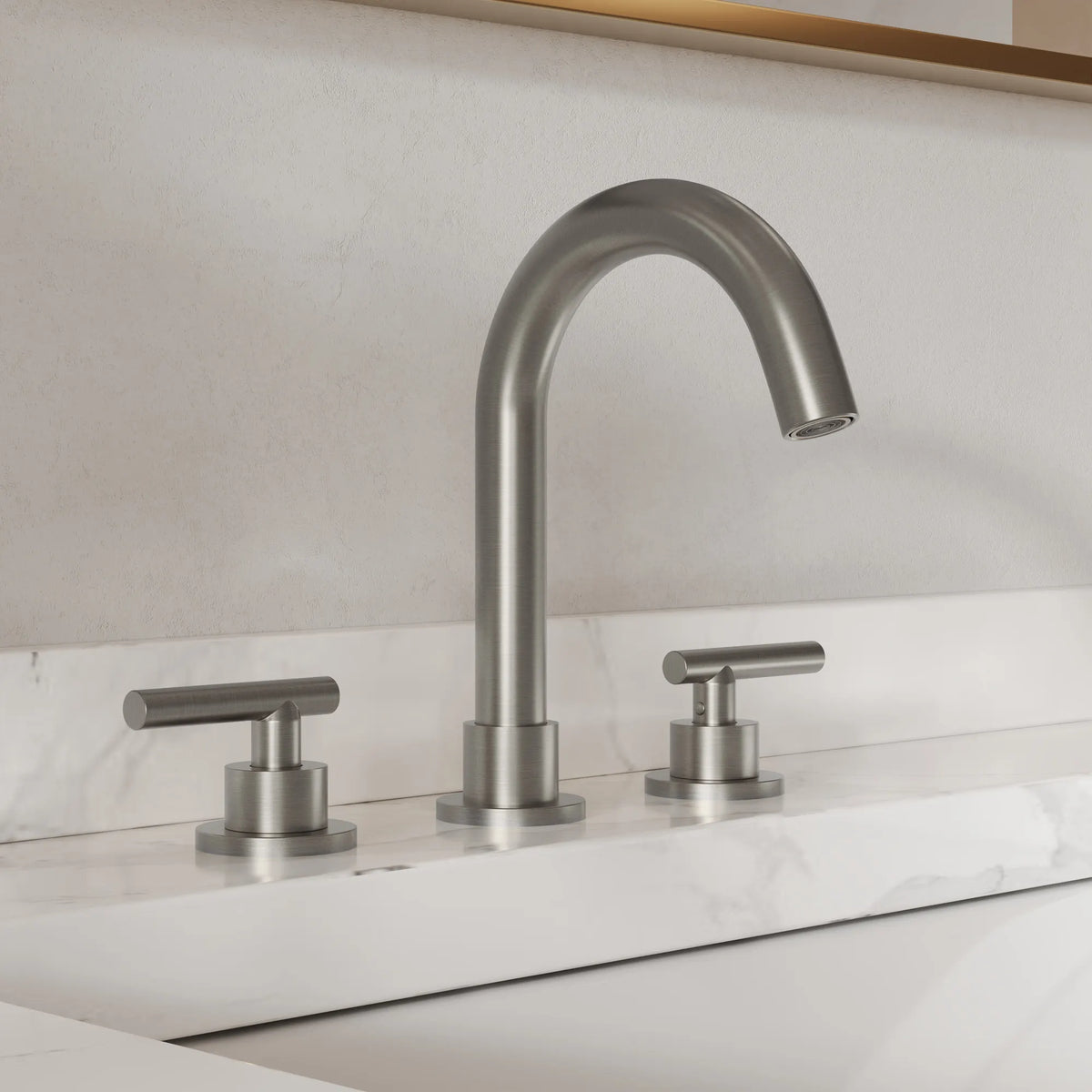 Two-Handle Mid Arc Widespread Bathroom Sink Faucet With Pop-Up Drain