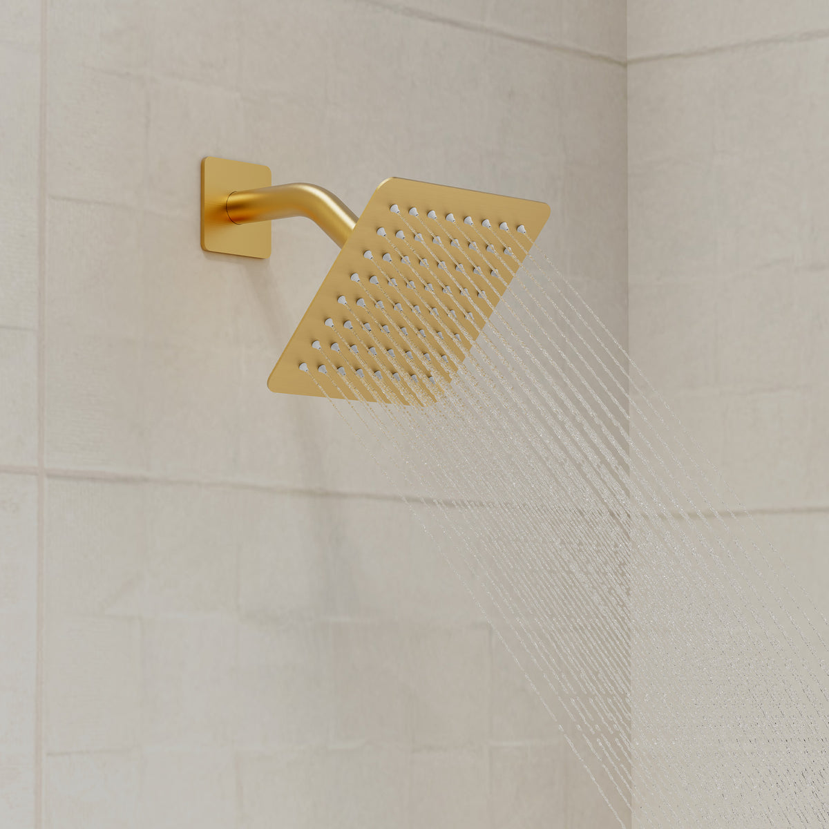 Wall-Mounted Square Rain Shower System with Pressure-Balanced Valve