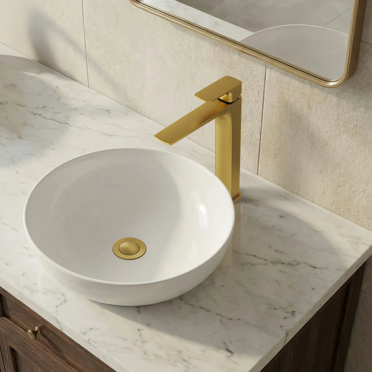 Single-Handle Vessel Bathroom Sink Faucet With Pop-Up Drain