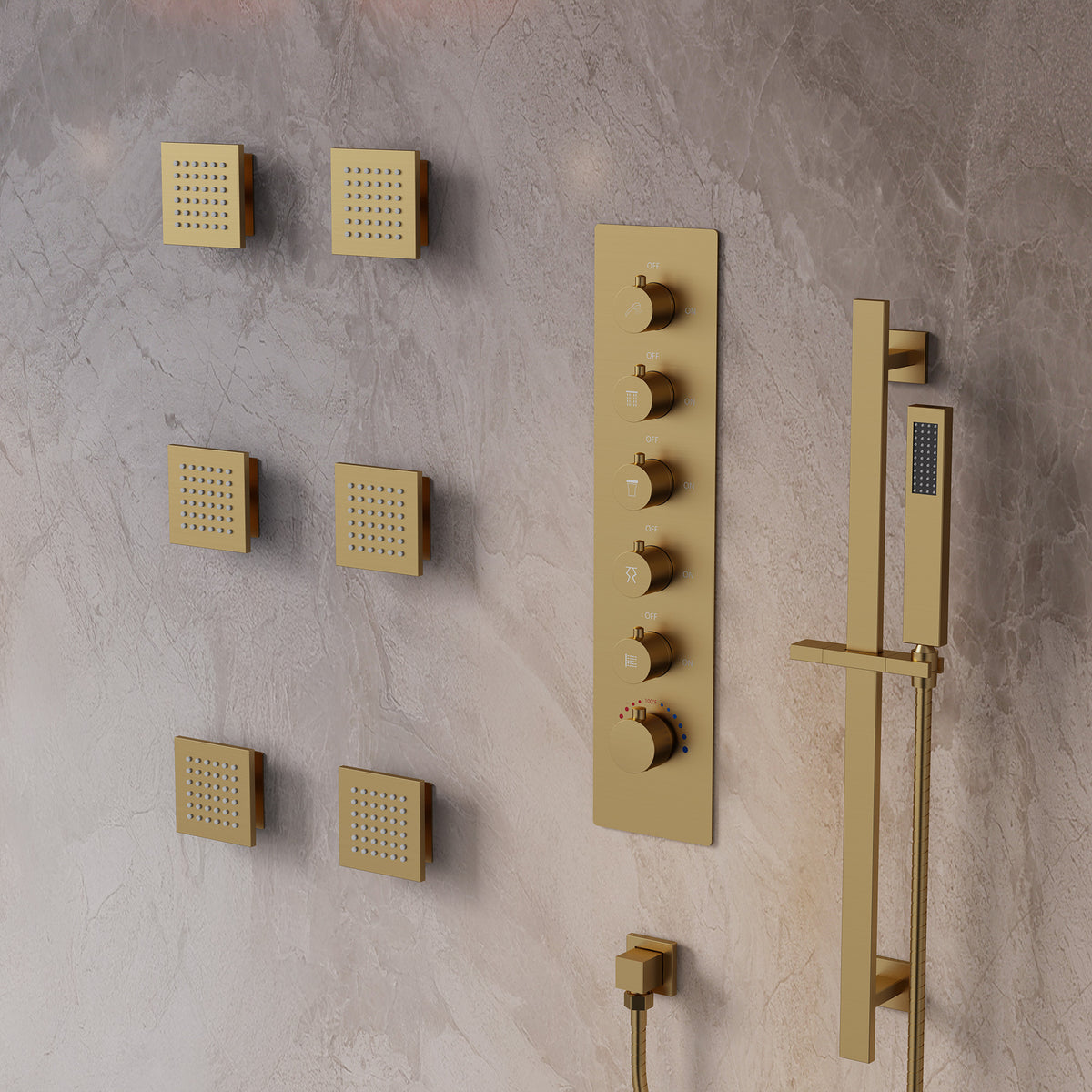 LED Music Ceiling-Mounted Shower System with Body Jets and Slide Bar