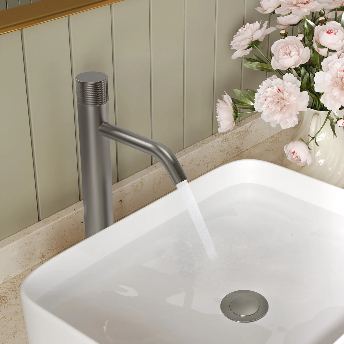 Single-Handle Vessel Bathroom Sink Faucet With Pop-Up Drain