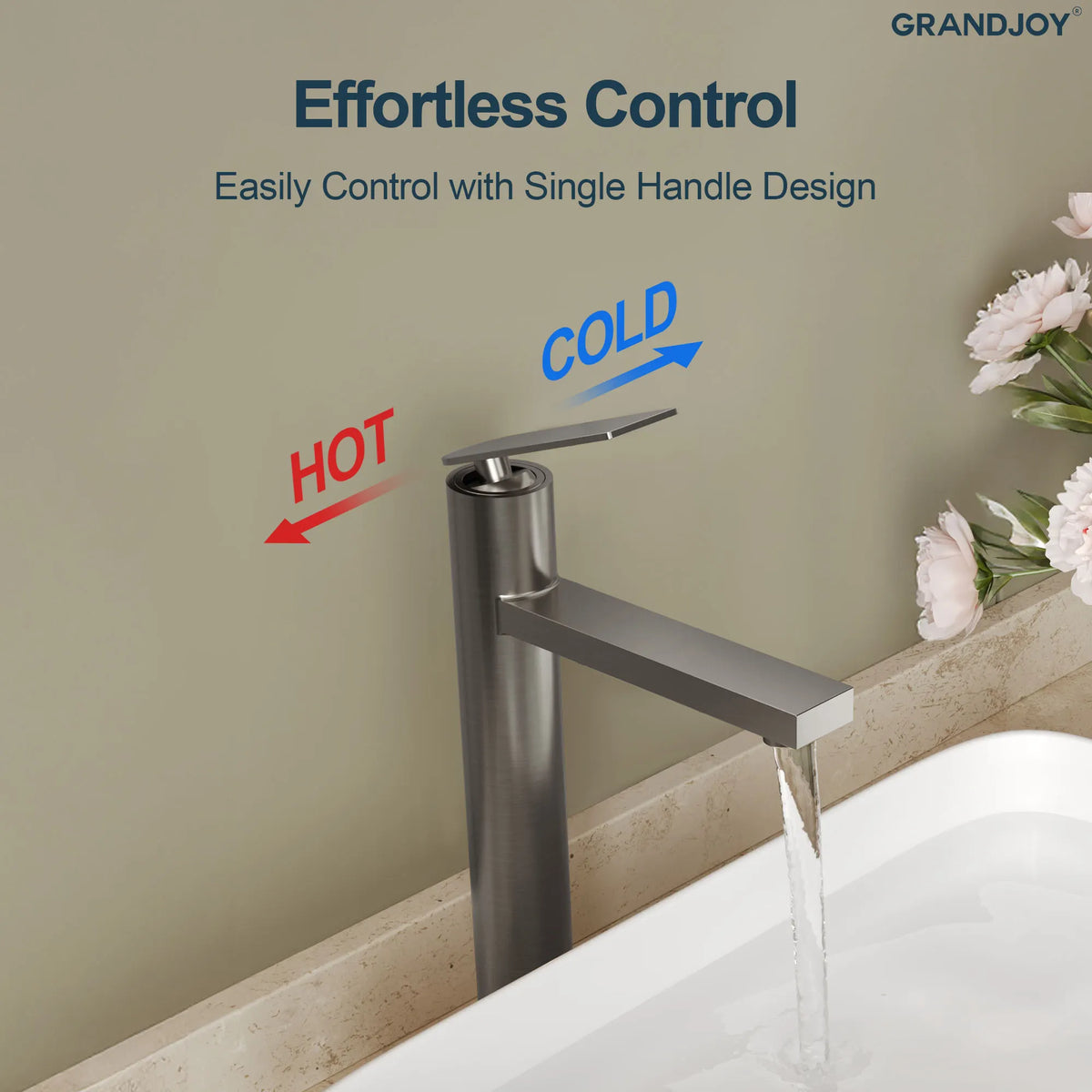 Single-Handle Vessel Bathroom Sink Faucet With Pop-Up Drain