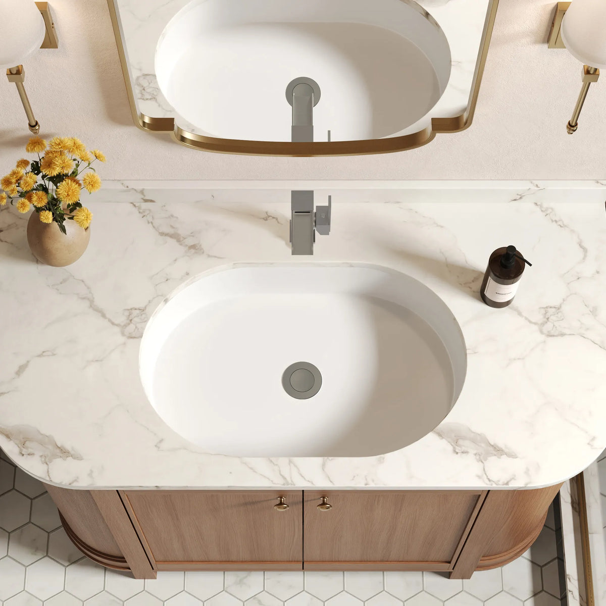 Single-Handle LED Waterfall Bathroom Sink Faucet With Pop-Up Drain