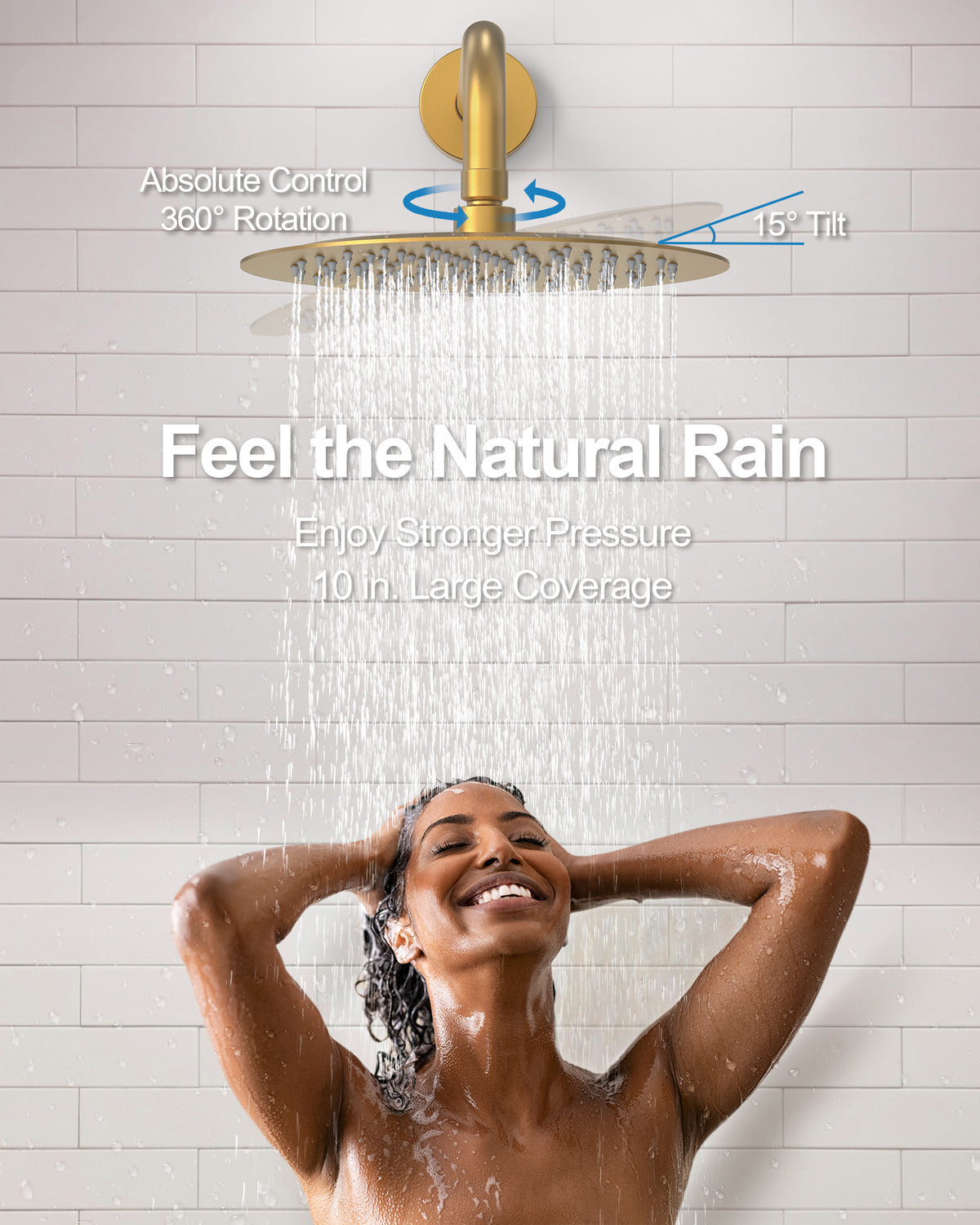 Round Wall-Mounted Rain Shower System with Handheld and Tub Spout