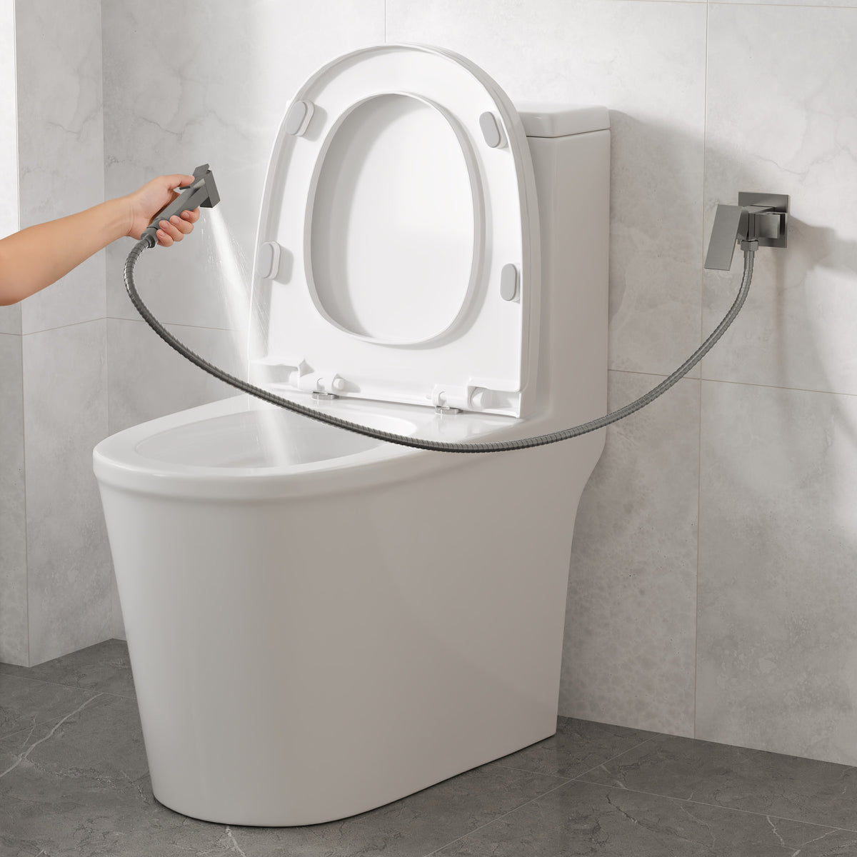 Wall-Mounted Brass Bidet Sprayer Set with Hot and Cold Control