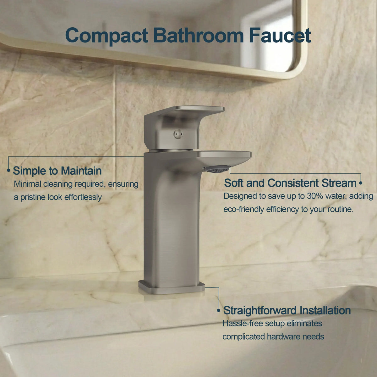 Single-Handle Bathroom Sink Faucet With Pop-Up Drain