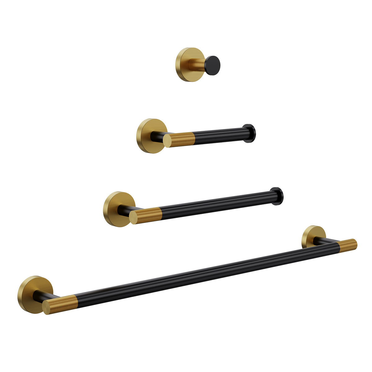 Four-Piece Wall-Mounted Bathroom Hardware Set with Knurled Towel Bars