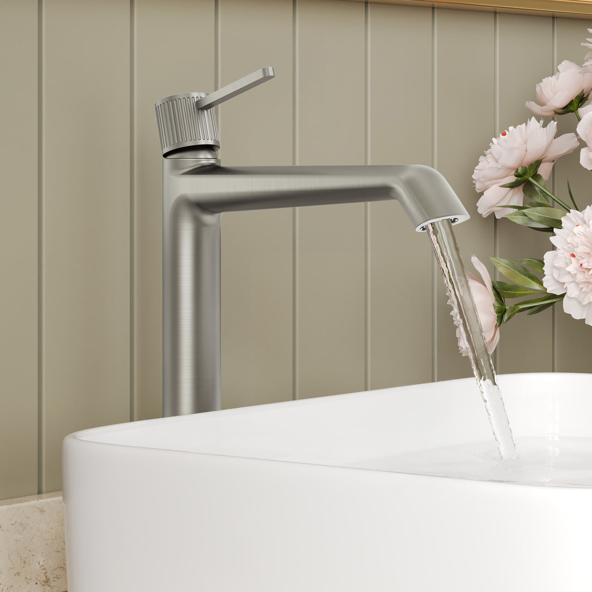 Single-Handle Vessel Bathroom Sink Faucet With Pop-Up Drain