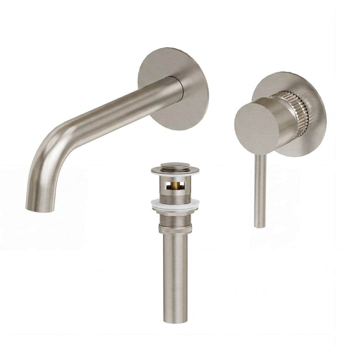 Single-Handle Wall-Mount Bathroom Sink Faucet With Pop-Up Drain