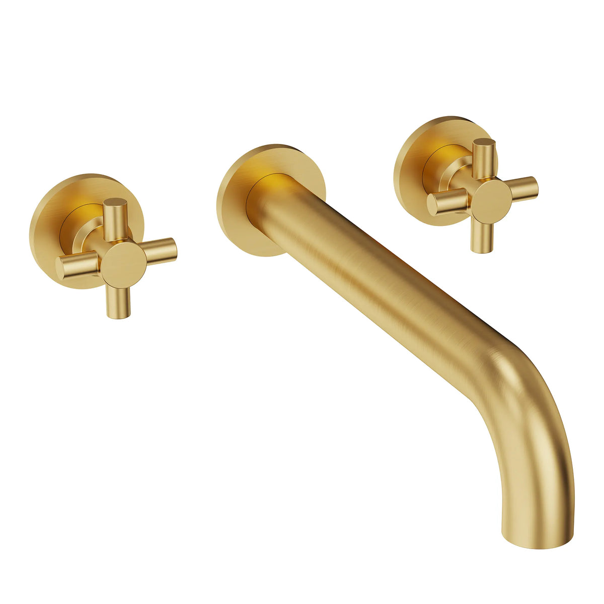 Wall-Mounted Long-Spout Roman Bathtub Faucet with Dual Handles