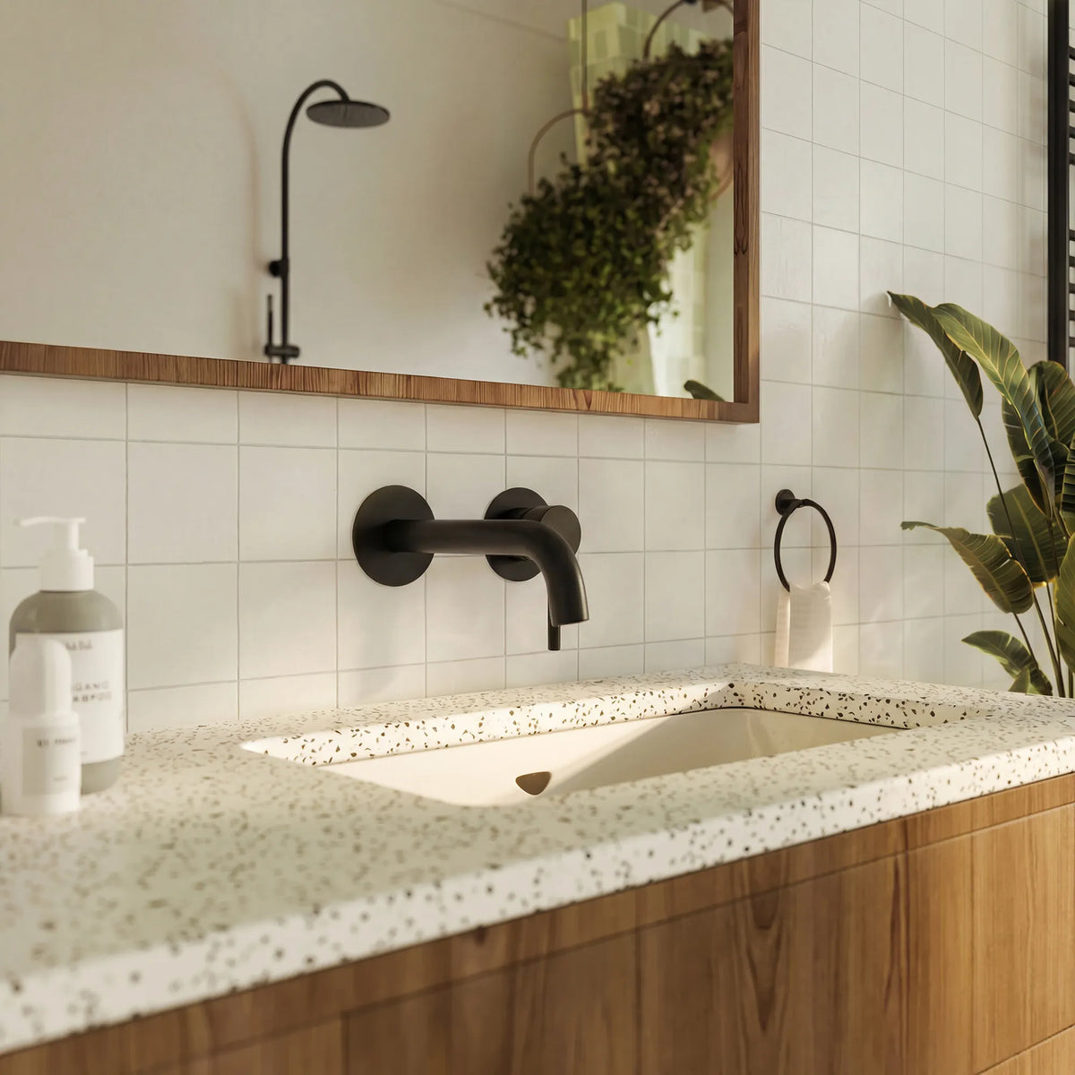 Single-Handle Wall-Mount Bathroom Sink Faucet With Pop-Up Drain