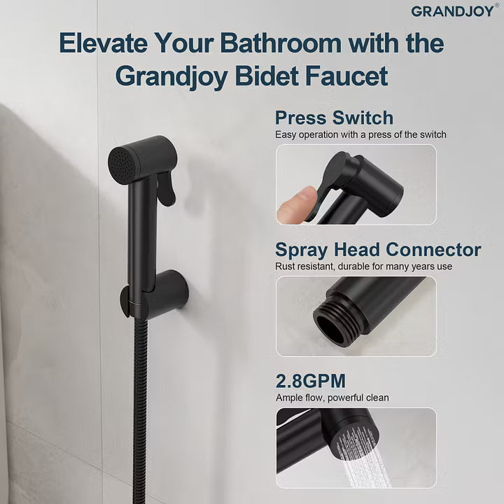 Single-Handle Wall-Mounted Bidet Sprayer with Concealed Rough-In Valve