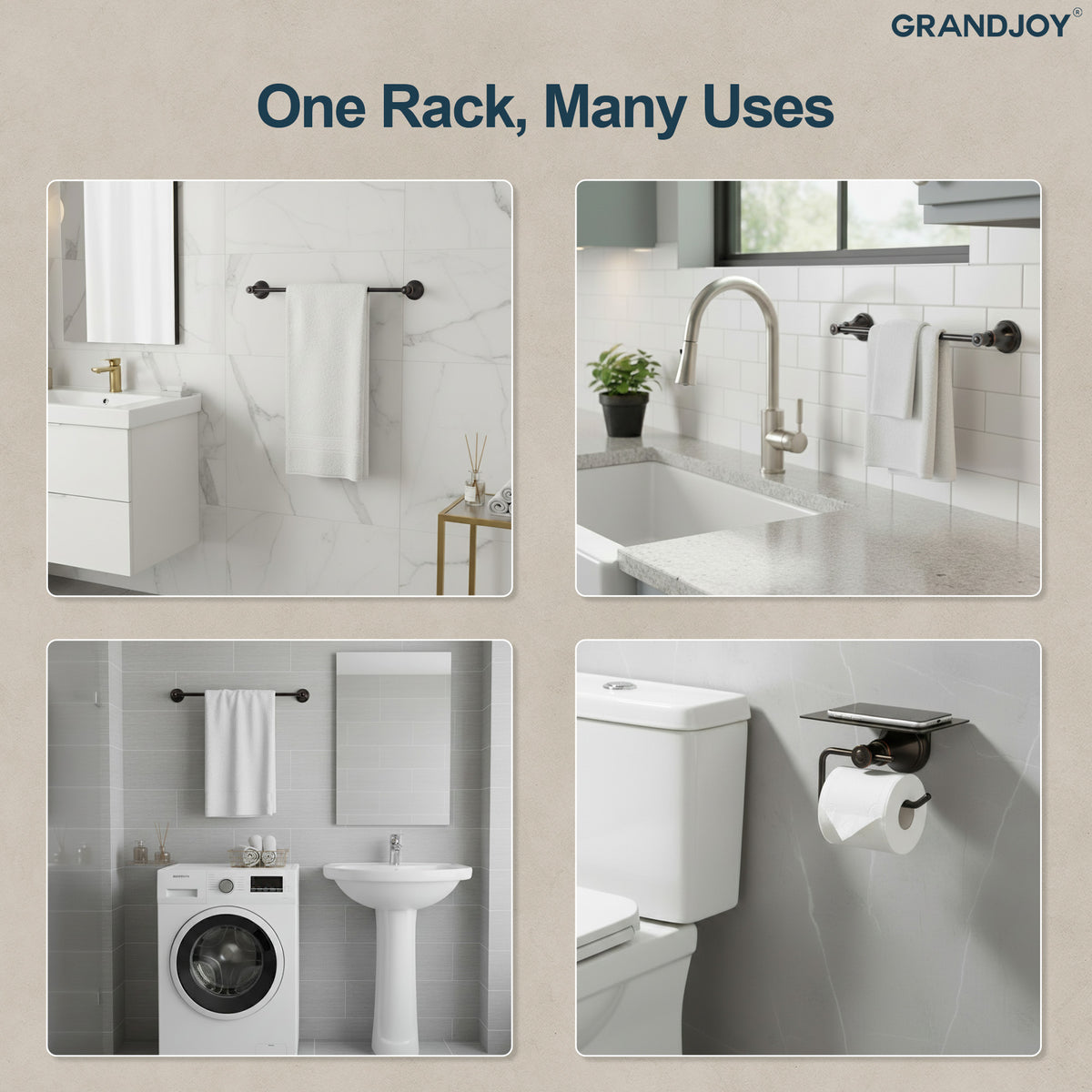 Four-Piece Wall-Mounted Bathroom Hardware Set with Phone Shelf