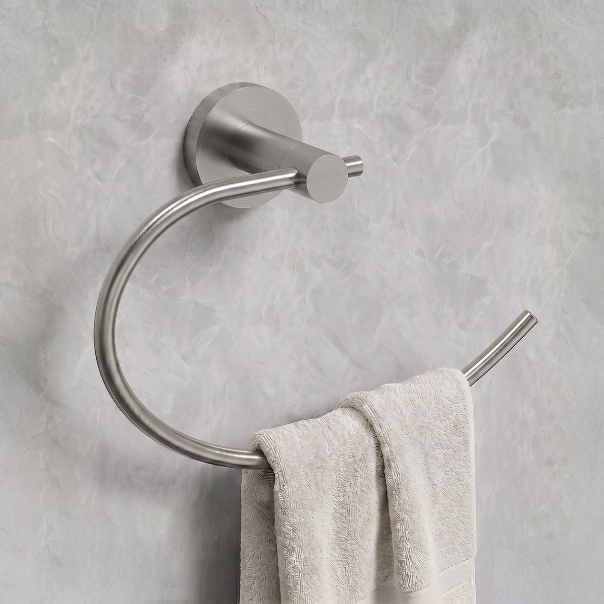 Circular Wall-Mounted Swing-Arm Towel Ring with 180-Degree Pivot