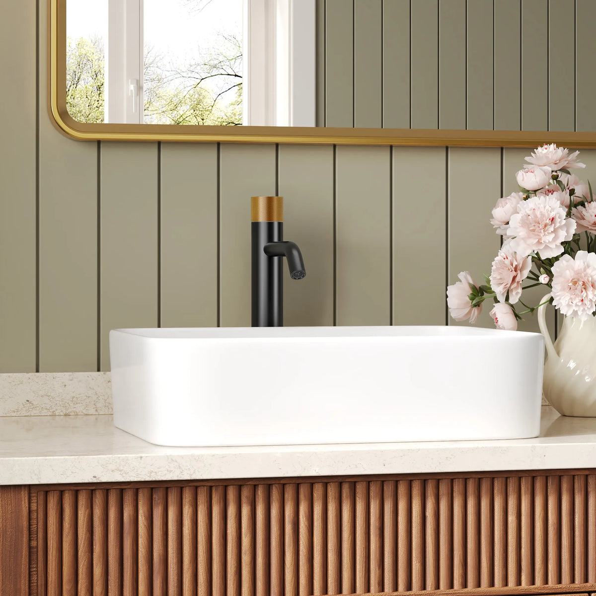 Single-Handle Vessel Bathroom Sink Faucet With Pop-Up Drain