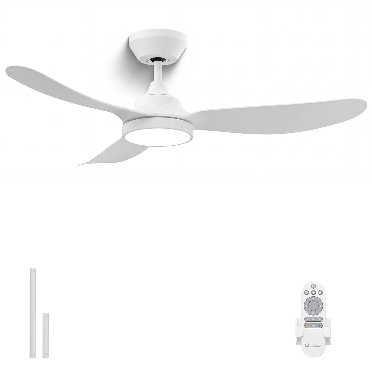 42-Inch Downrod Mount 3-Blade Ceiling Fan with Light and Remote Control