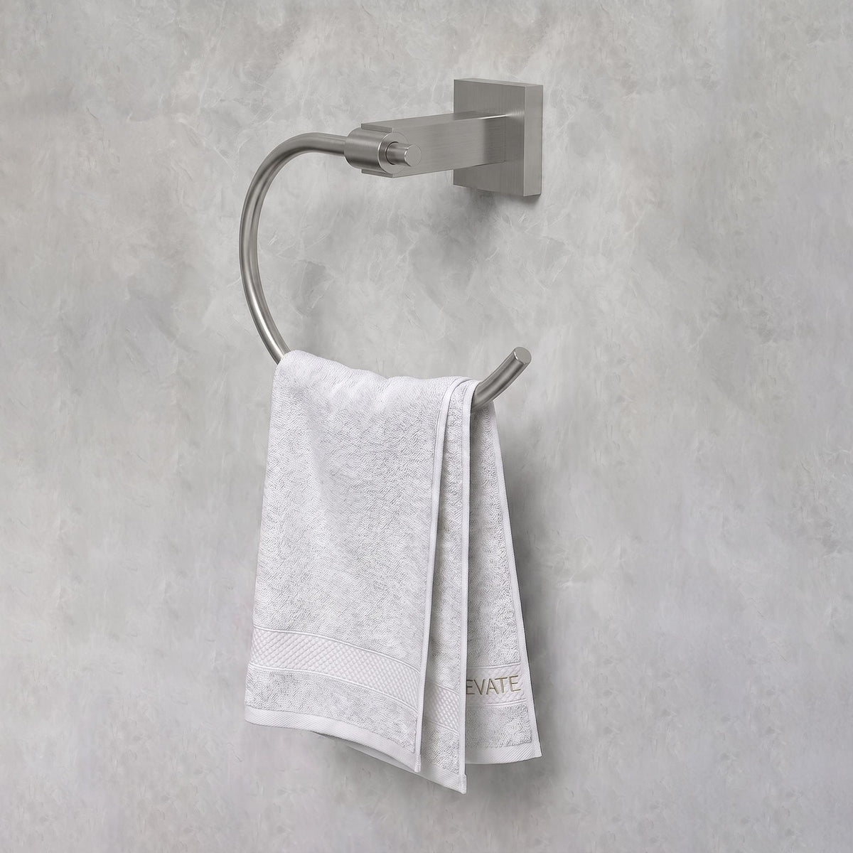 Square Wall-Mounted Swing-Arm Towel Ring with 180-Degree Pivot