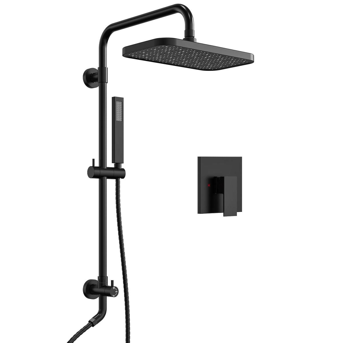 Exposed Shower System with Wide Rain Head and Handheld Spray