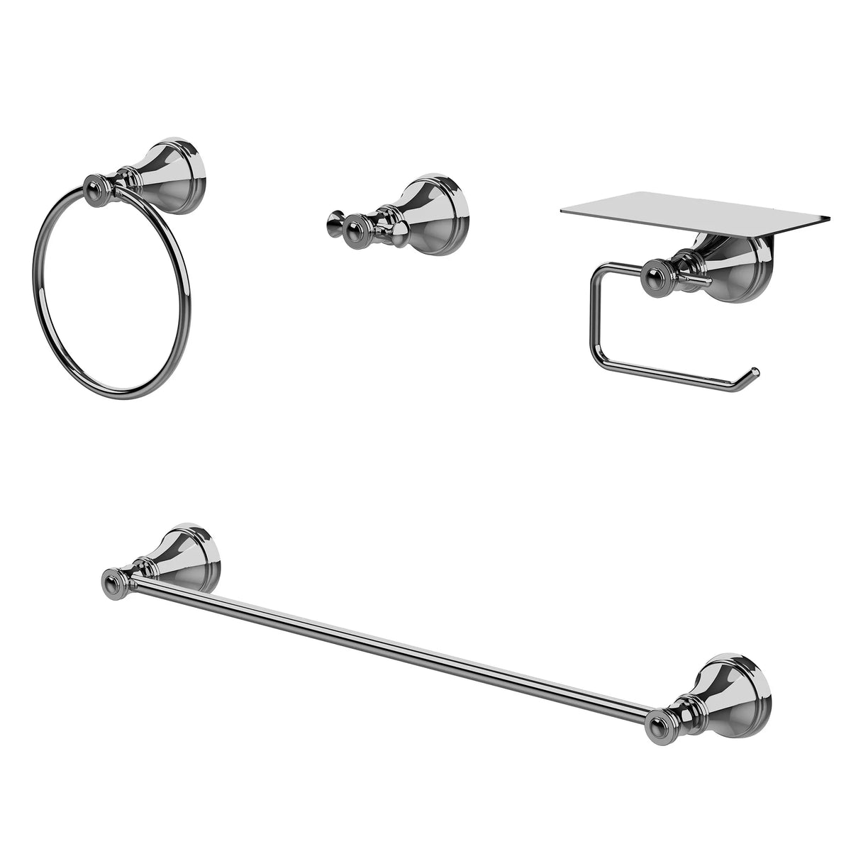 Four-Piece Wall-Mounted Bathroom Hardware Set with Phone Shelf