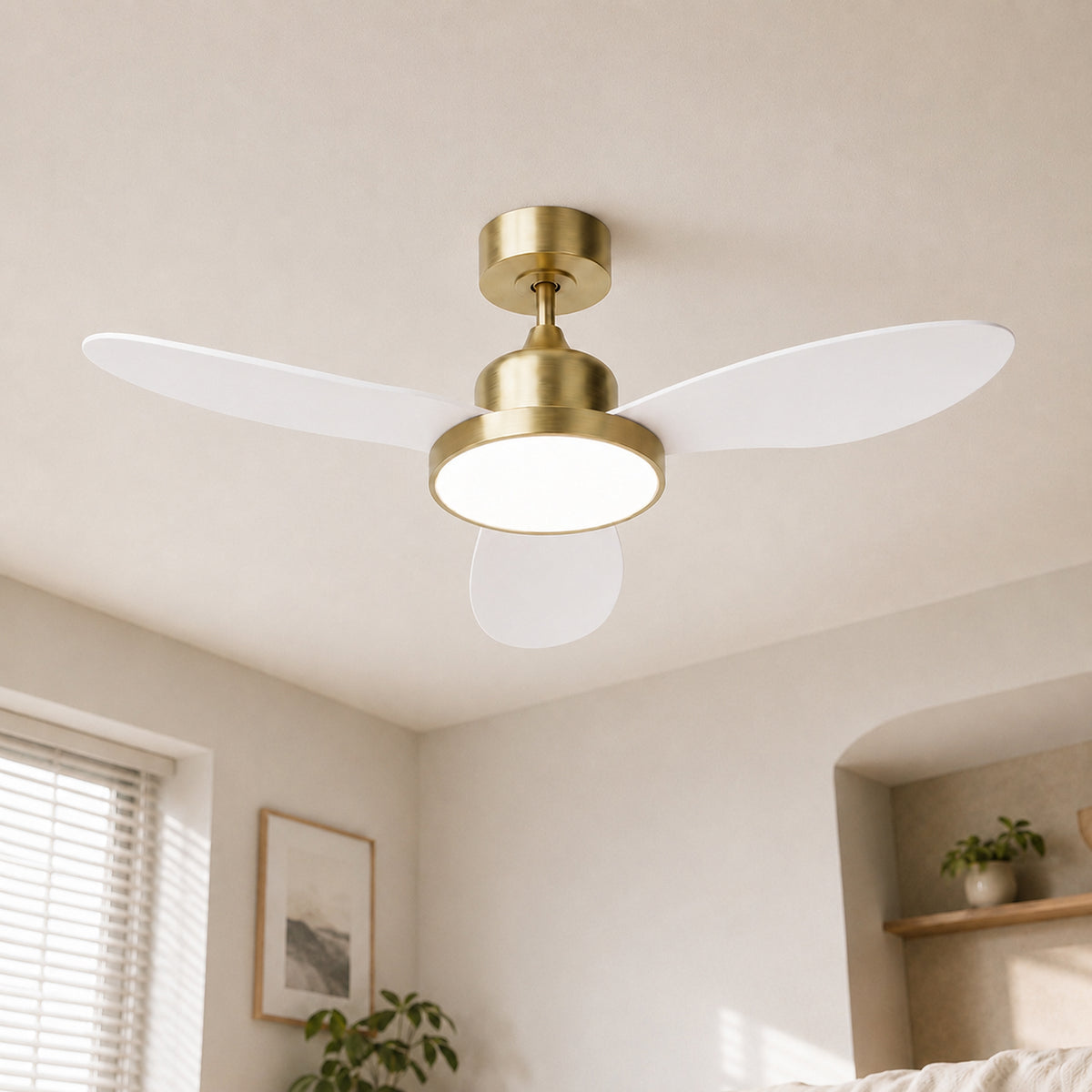 42-Inch Downrod Mount 3-Blade Ceiling Fan with Light and Remote Control