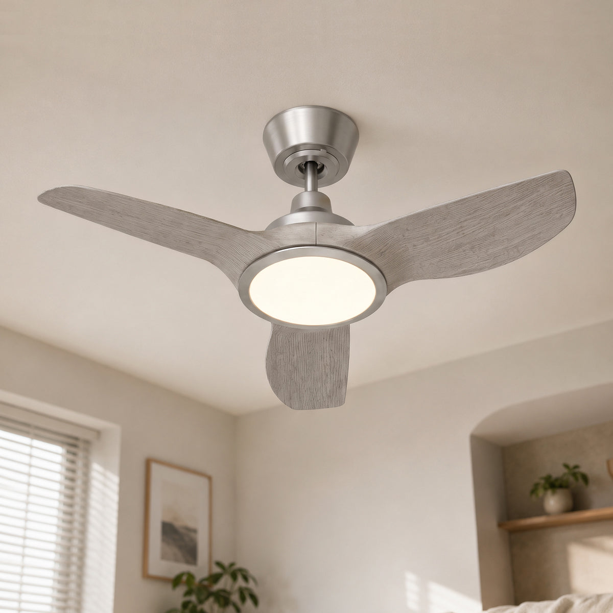 36-Inch Downrod Mount 3-Blade Ceiling Fan with Light and Remote Control
