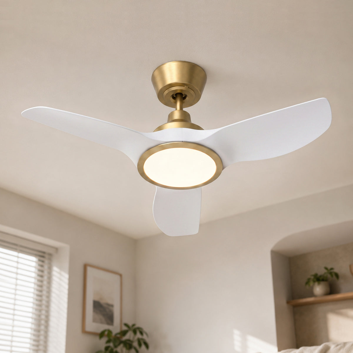 36-Inch Downrod Mount 3-Blade Ceiling Fan with Light and Remote Control