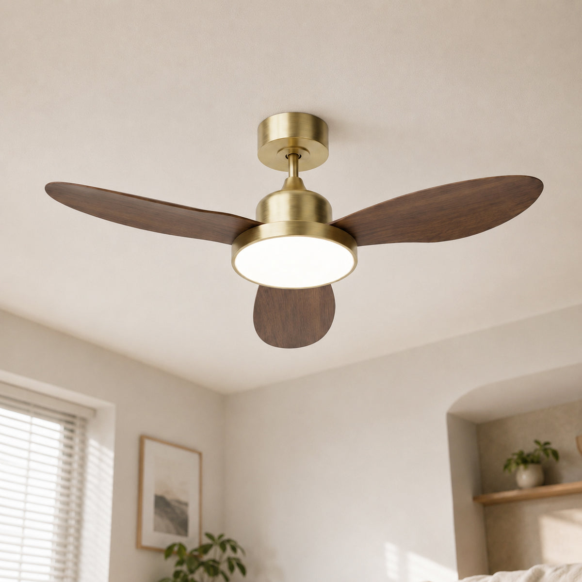 42-Inch Downrod Mount 3-Blade Ceiling Fan with Light and Remote Control