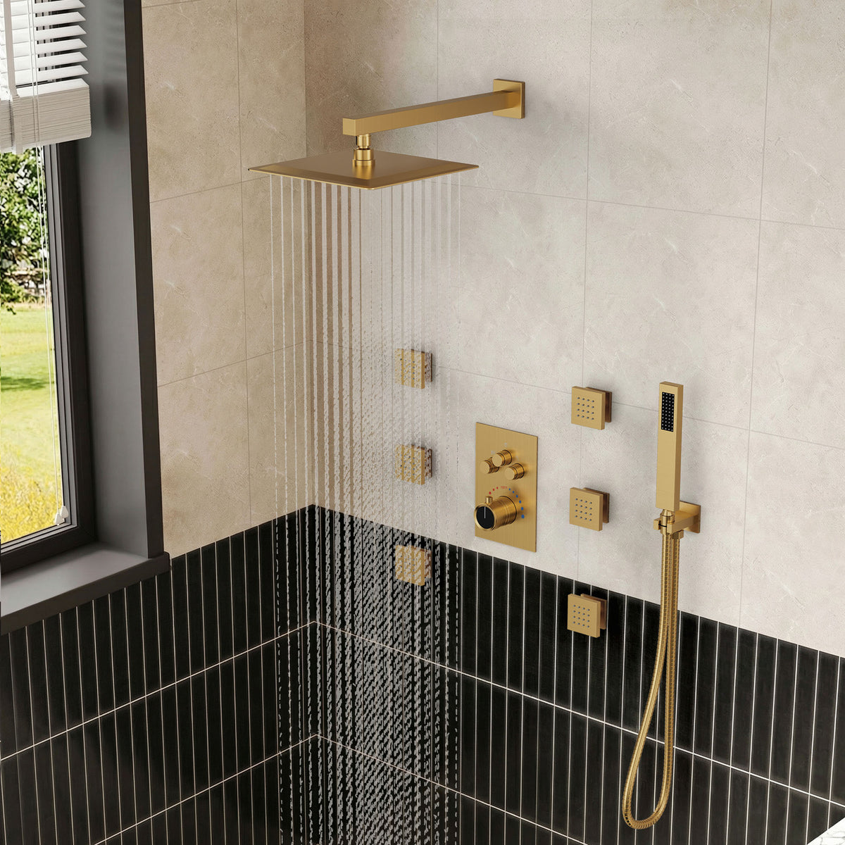 12-Inch Wall-Mounted Three-Function Thermostatic Shower System