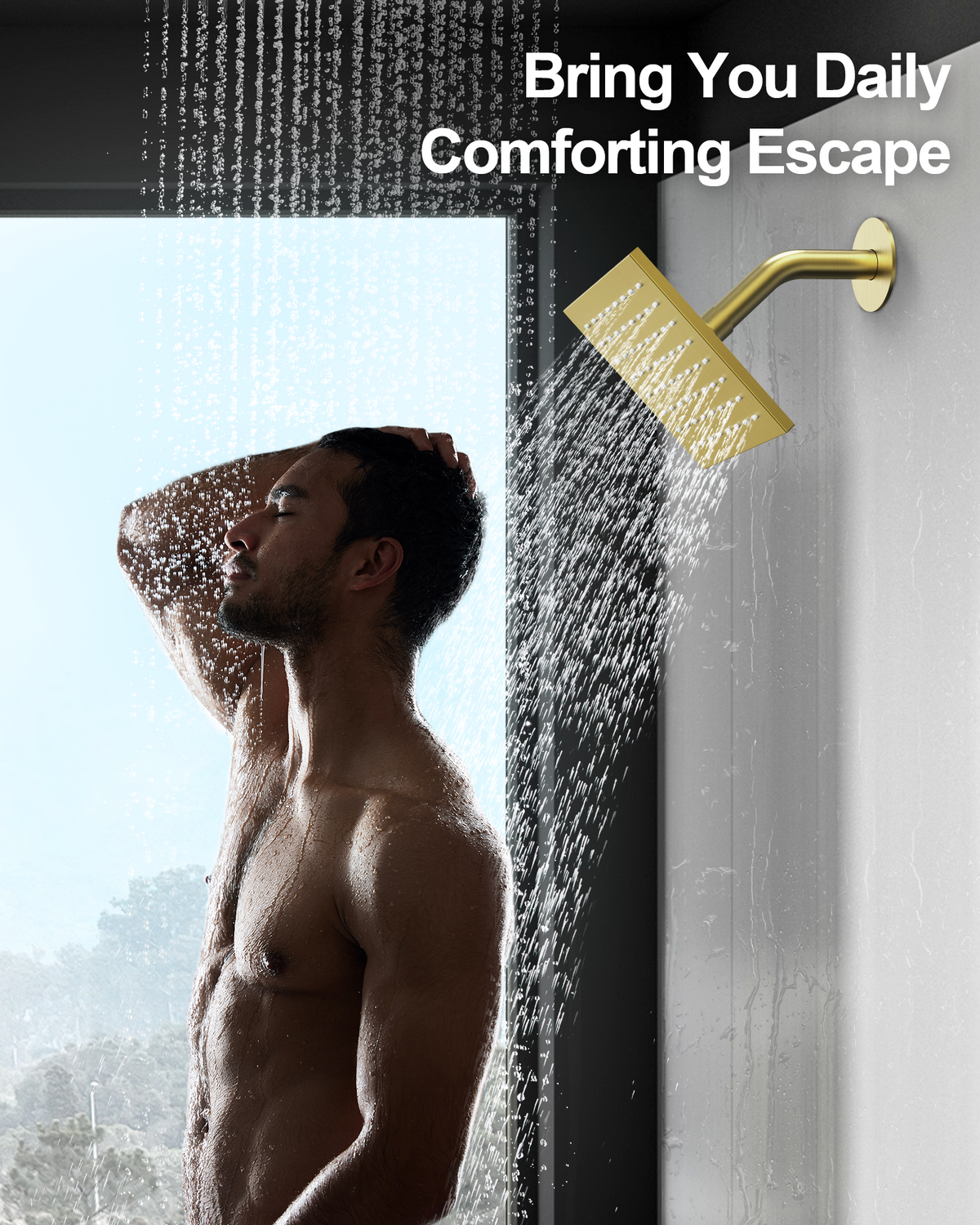 Ceiling-Mounted Thermostatic Shower System with Dual Rainfall Heads