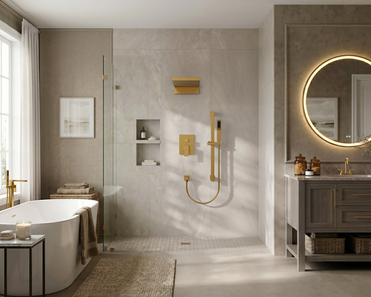 22-Inch Rainfall Wall-Mounted Shower System with Waterfall and Handheld Spray