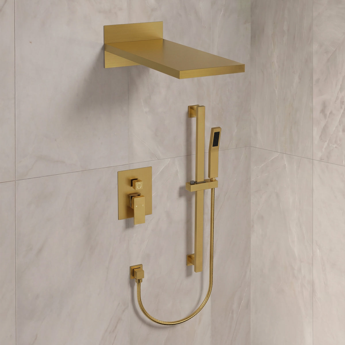 22-Inch Rainfall Wall-Mounted Shower System with Waterfall and Handheld Spray