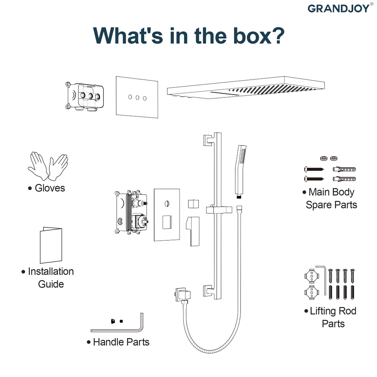 22-Inch Rainfall Wall-Mounted Shower System with Waterfall and Handheld Spray