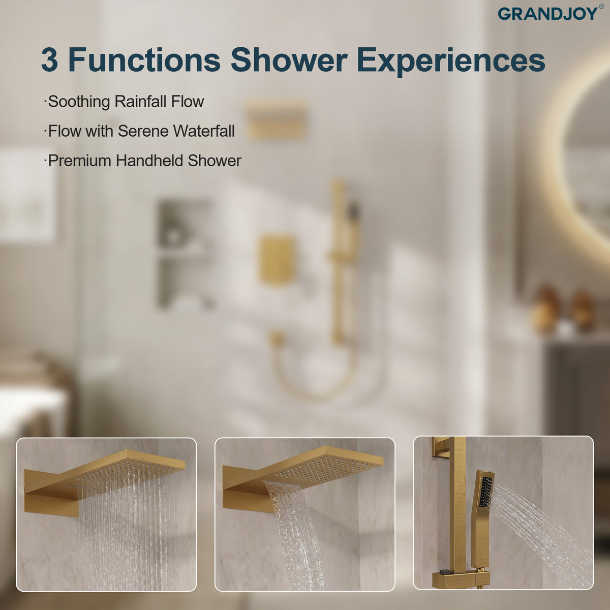 22-Inch Rainfall Wall-Mounted Shower System with Waterfall and Handheld Spray